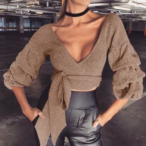 brown v-neck sweater